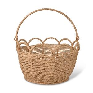 Coastal Scalloped Woven Market Basket Easter Basket Farmhouse Easter Storage